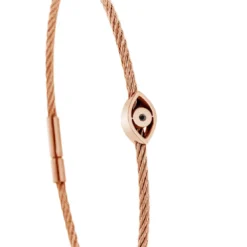 Torrence BijouxBracelet acier rose motif oeil avec diamant noir 1 mm