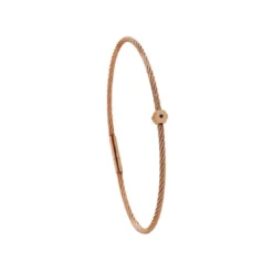 Torrence BijouxBracelet acier marron motif hexagone avec diamant noir 1 mm