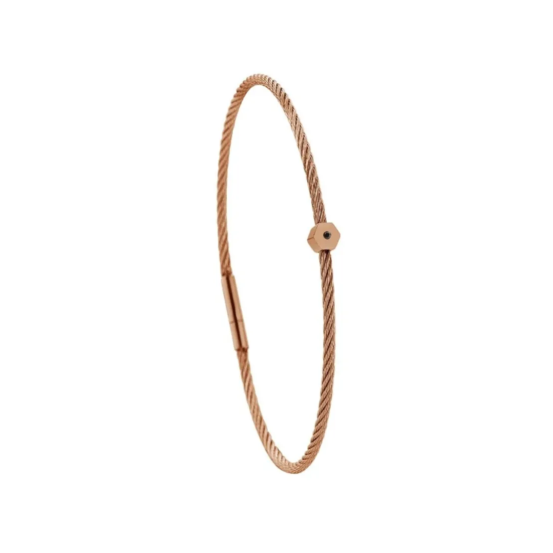 Torrence BijouxBracelet acier marron motif hexagone avec diamant noir 1 mm