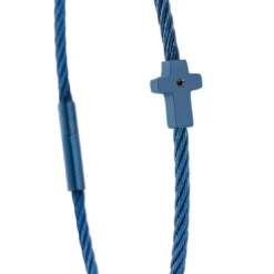 Torrence BijouxBracelet acier bleu motif croix avec diamant noir 1 mm