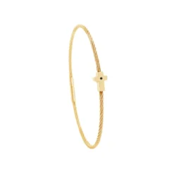 Torrence BijouxBracelet acier doré motif croix avec diamant noir 1 mm