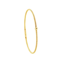 Torrence BijouxBracelet acier doré motif rond avec diamant noir 1 mm