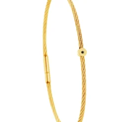 Torrence BijouxBracelet acier doré motif rond avec diamant noir 1 mm