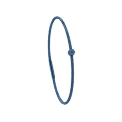 Torrence BijouxBracelet acier bleu motif hexagone avec diamant noir 1 mm