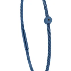 Torrence BijouxBracelet acier bleu motif hexagone avec diamant noir 1 mm