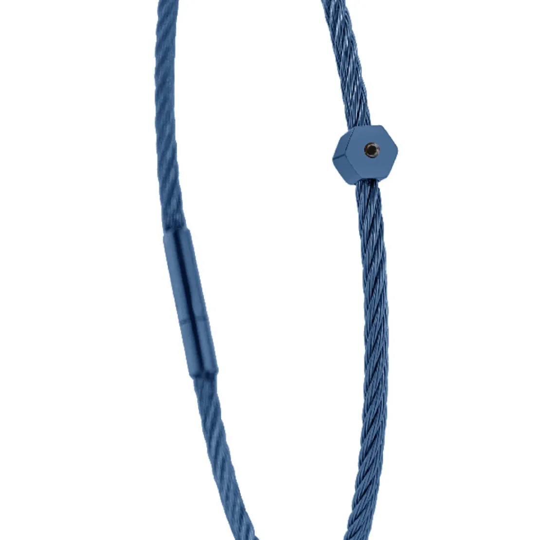 Torrence BijouxBracelet acier bleu motif hexagone avec diamant noir 1 mm