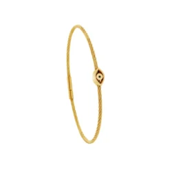 Torrence BijouxBracelet acier doré motif oeil avec diamant noir 1 mm