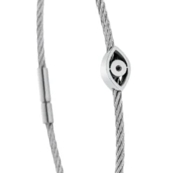 Torrence BijouxBracelet acier motif oeil avec diamant noir 1 mm