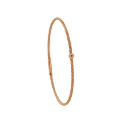 Torrence BijouxBracelet acier rose motif rond avec diamant noir 1 mm