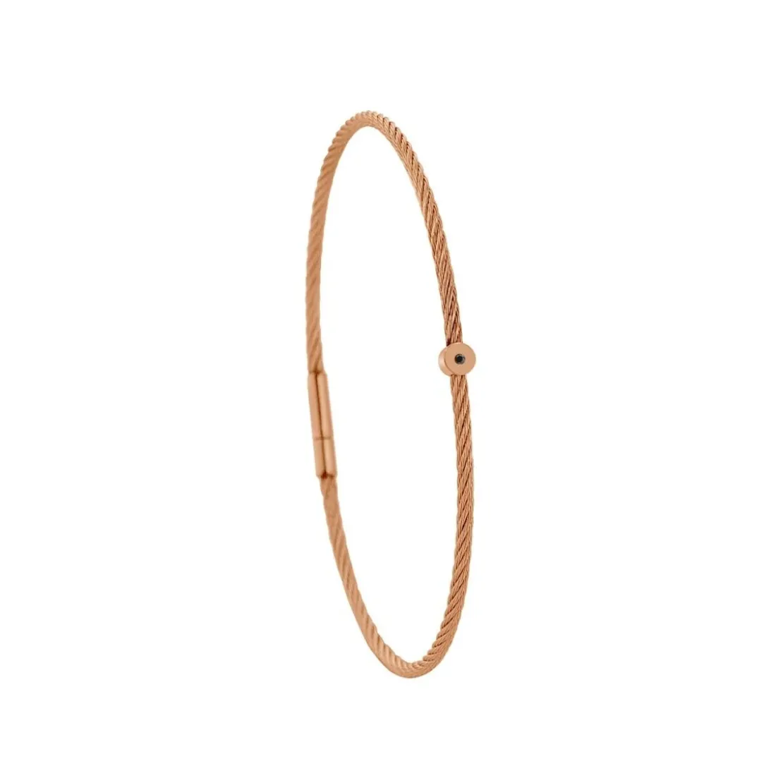 Torrence BijouxBracelet acier rose motif rond avec diamant noir 1 mm