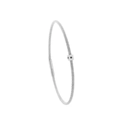 Torrence BijouxBracelet acier motif cube avec 3 diamants noir 1 mm