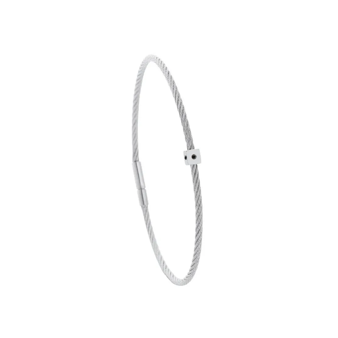 Torrence BijouxBracelet acier motif cube avec 3 diamants noir 1 mm