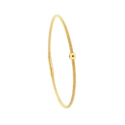 Torrence BijouxBracelet acier doré motif cube avec 3 diamants noir 1 mm