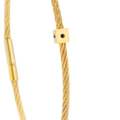 Torrence BijouxBracelet acier doré motif cube avec 3 diamants noir 1 mm
