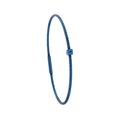 Torrence BijouxBracelet acier bleu motif cube avec 3 diamants noir 1 mm