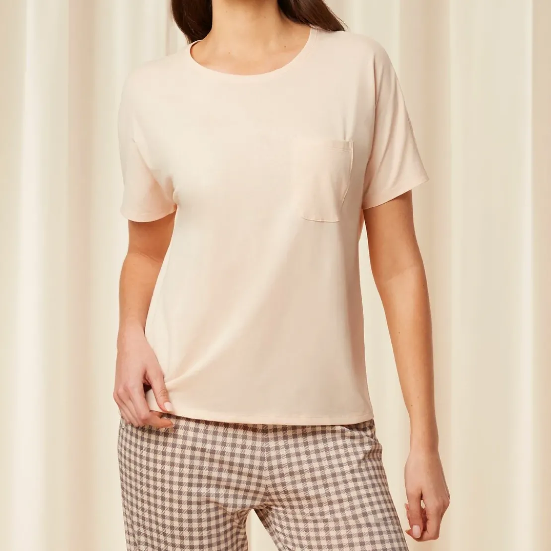 TriumphHaut De Pyjama T-shirt Avec Poche Beige Triumphen coton