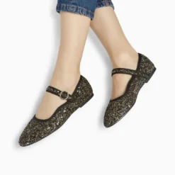Vanessa WuBallerines Amelie à paillettes or et bride