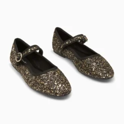 Vanessa WuBallerines Amelie à paillettes or et bride