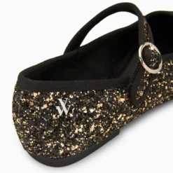 Vanessa WuBallerines Amelie à paillettes or et bride