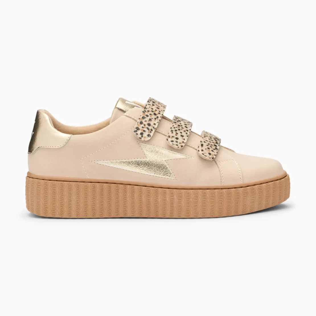 Vanessa WuBaskets éclair Aby beige et or à scratchs léopard