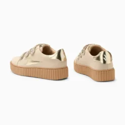 Vanessa WuBaskets éclair Aby beige et or à scratchs léopard