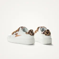 Vanessa WuBaskets éclair Delia blanc et bronze à scratchs camel