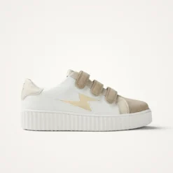 Vanessa WuBaskets éclair Michaella blanc et beige à scratchs