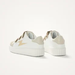 Vanessa WuBaskets éclair Michaella blanc et beige à scratchs