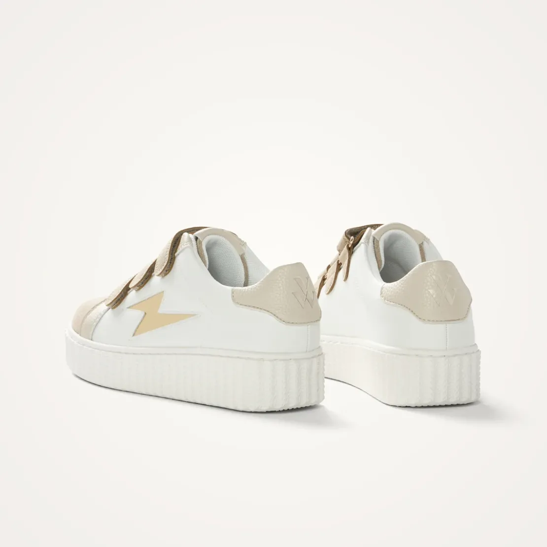 Vanessa WuBaskets éclair Michaella blanc et beige à scratchs