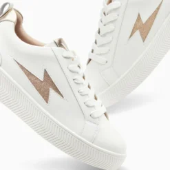 Vanessa WuBaskets éclair Tania blanc et or à paillettes