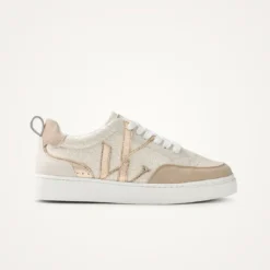 Vanessa WuBaskets monogramme Joyce beige et blanc effet craquelé