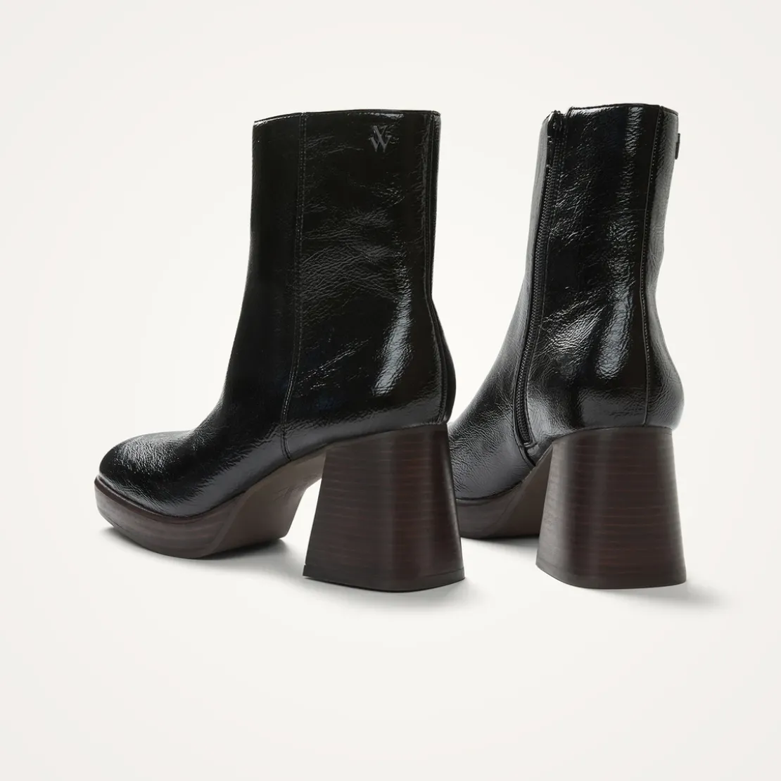 Vanessa WuBottines noires à plateforme et talon bois