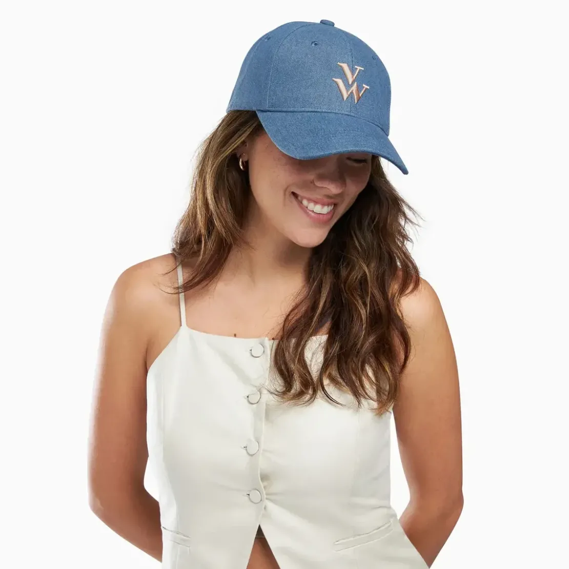 Vanessa WuCasquette Clem denim clair à monogramme brodé