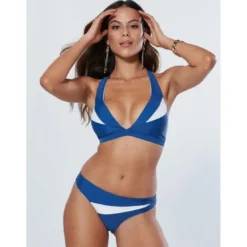 VencaBas de bikini bicolore avec bordure contrastée bleu marine