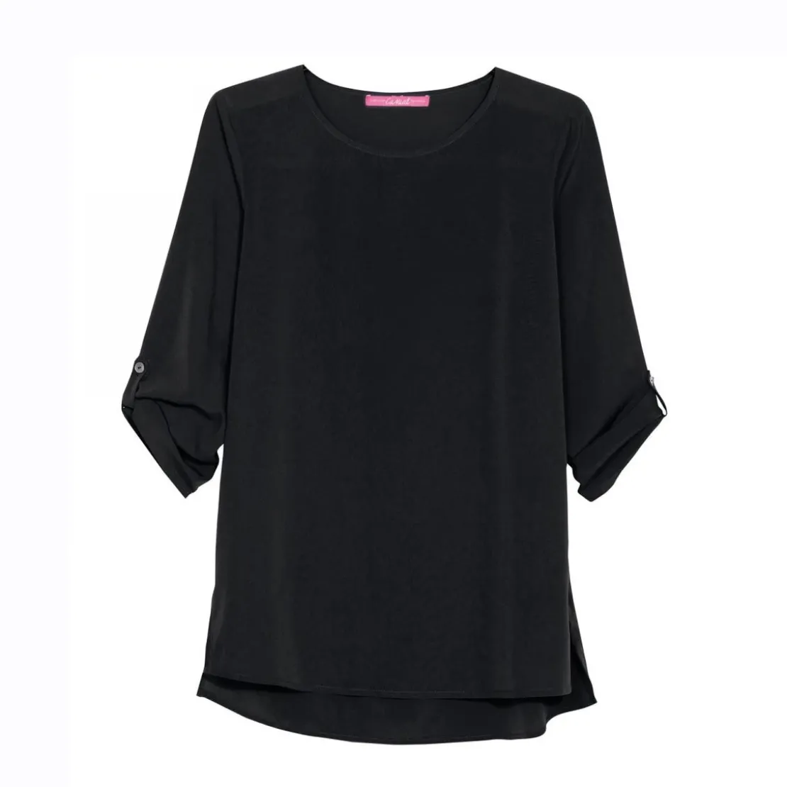 VencaBlouse fendue manches 3/4 ajustables femme Noir