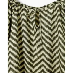 VencaChemisier décolleté kaftan imprimé à manches longues - Kaki en viscose