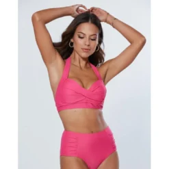VencaHaut de bikini avec lien à l'arrière du cou fuchsia