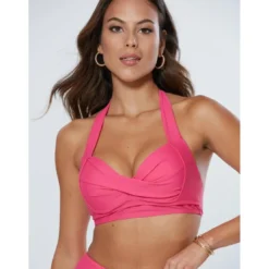VencaHaut de bikini avec lien à l'arrière du cou fuchsia