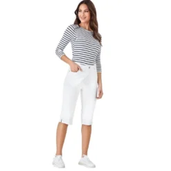 VencaPantalons pirates push-up coupe 5 poches blanc en coton