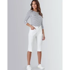 VencaPantalons pirates push-up coupe 5 poches blanc en coton