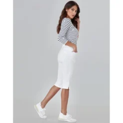 VencaPantalons pirates push-up coupe 5 poches blanc en coton