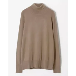 VencaPull à col roulé à manches longues marron en viscose