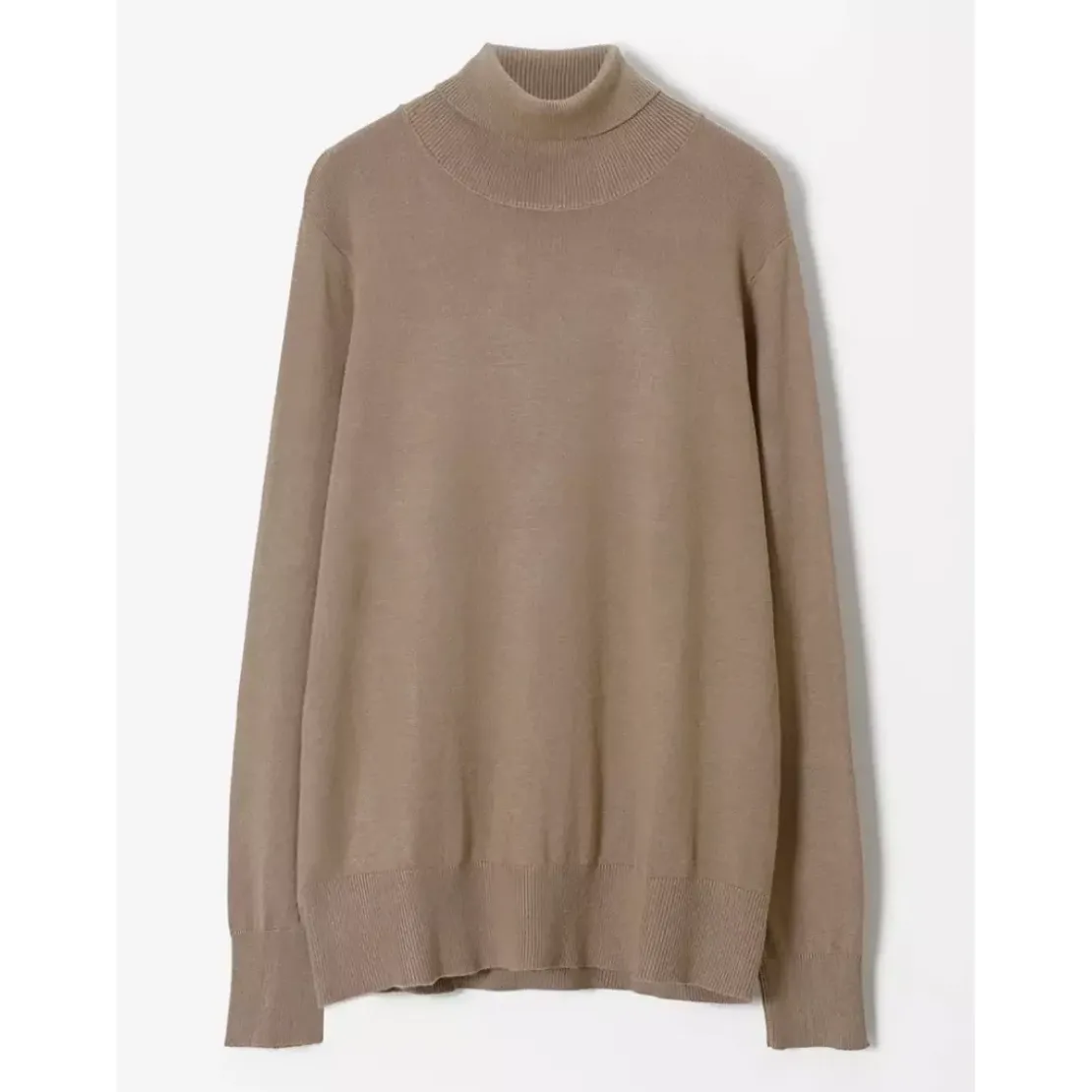 VencaPull à col roulé à manches longues marron en viscose