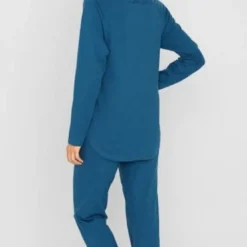 VencaPyjama tee-shirt asymétrique imprimé pantalon uni femme - Bleu Nuit