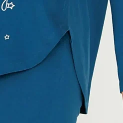 VencaPyjama tee-shirt asymétrique imprimé pantalon uni femme - Bleu Nuit