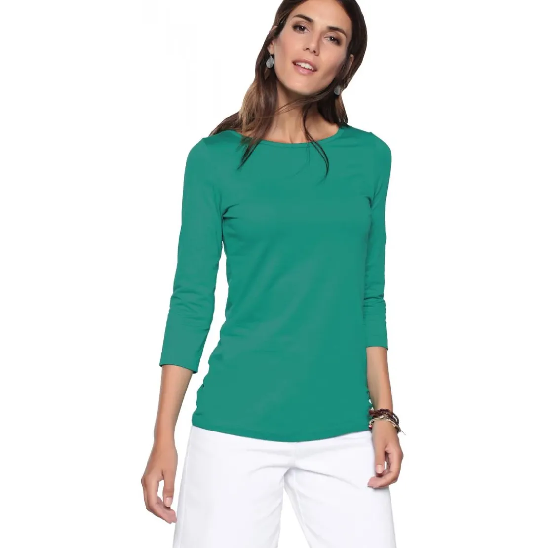 VencaTee-shirt col bateau manches 3/4 femme vert