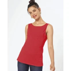 VencaTee-shirt sans manches col bateau femme rouge en coton