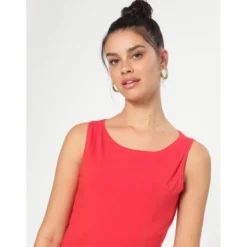 VencaTee-shirt sans manches col bateau femme rouge en coton
