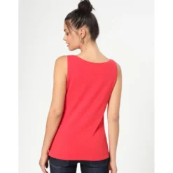 VencaTee-shirt sans manches col bateau femme rouge en coton