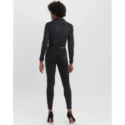 Vero ModaBlouse Col chemise Manches longues Longueur regular noir en coton